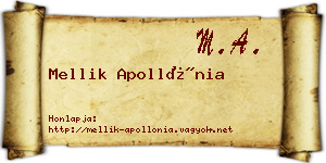 Mellik Apollónia névjegykártya
